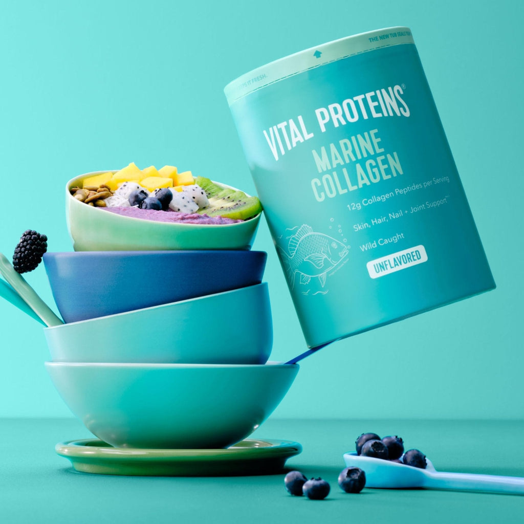 Vital Proteins Marine Collagen Peptides Powder Supplement for Skin Hair Nail Joint - Hydrolyzed Collagen - 12g per Serving - 7.8 oz Canister - Maple Wellness Supplements