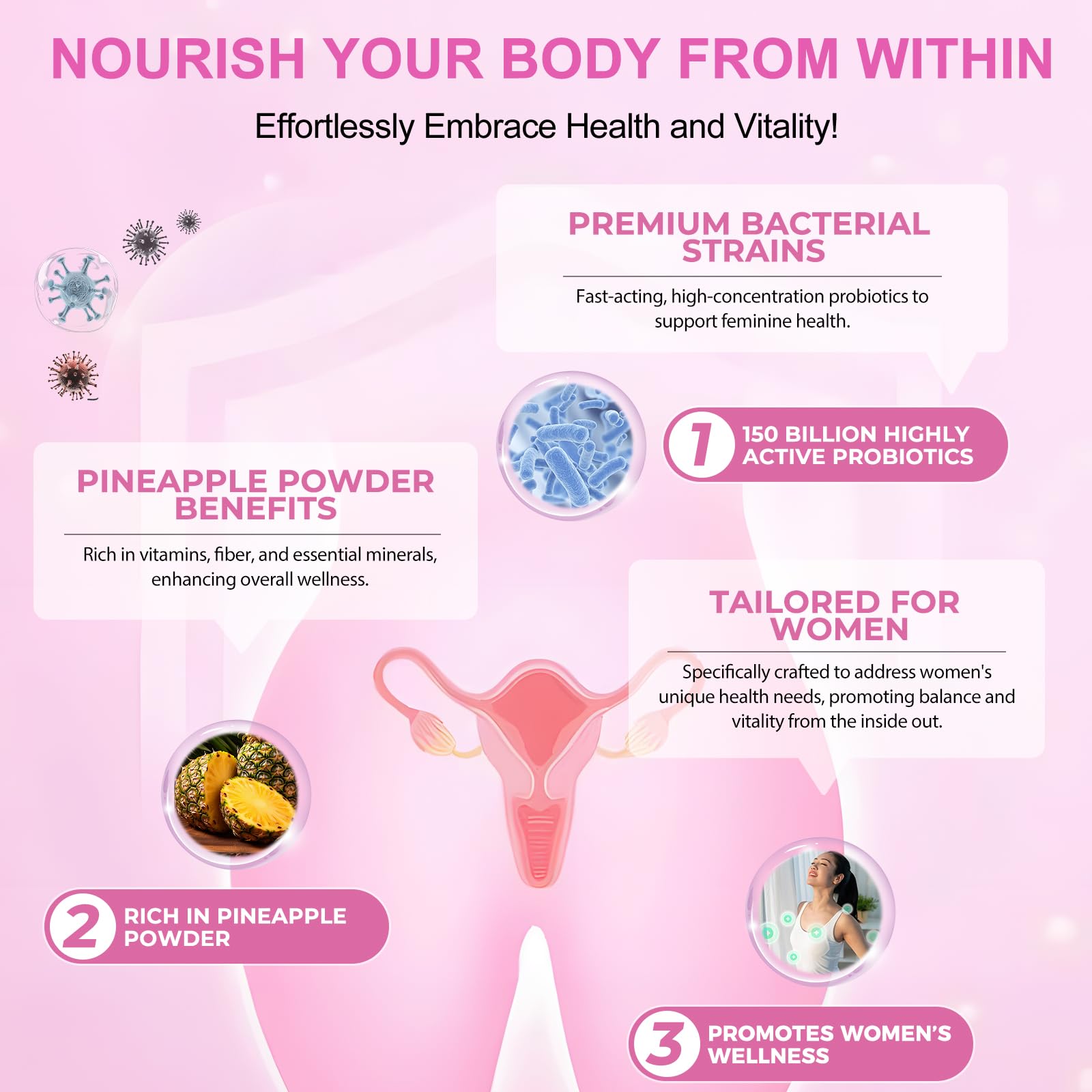 Vital Source Feminine Gummies - Feminine Balance Gummies for Women ph Natrual Famale Balance Cummie - Collagen Gummie - Pineapple PH Balance Gummie for Women Support Women’s Health - 60PCS - TrustMedUSA