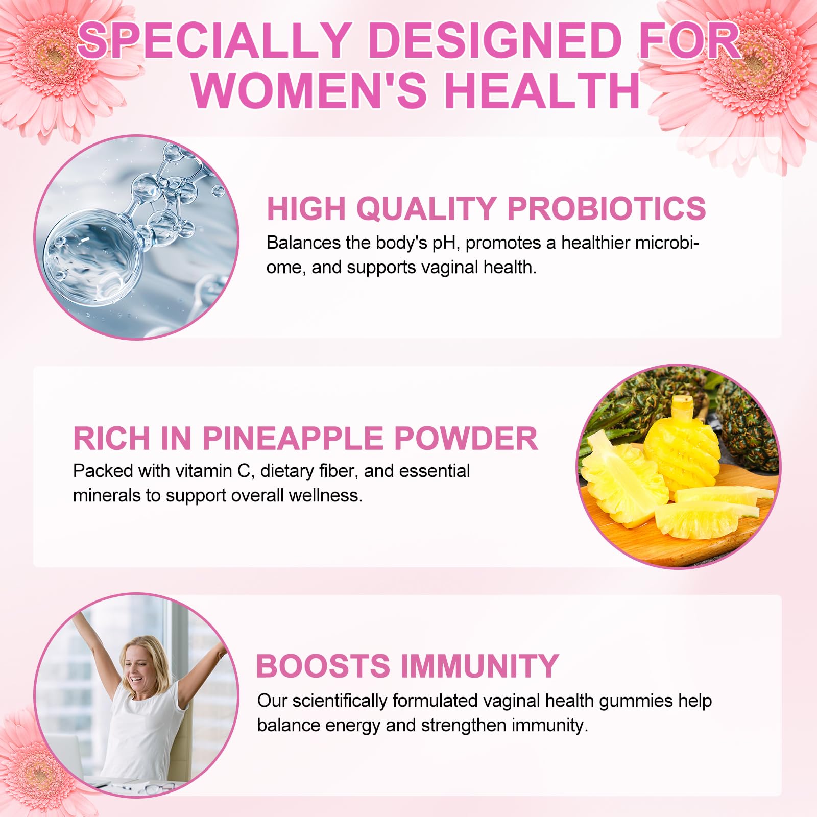 Vital Source Feminine Gummies - Feminine Balance Gummies for Women ph Natrual Famale Balance Cummie - Collagen Gummie - Pineapple PH Balance Gummie for Women Support Women’s Health - 60PCS - TrustMedUSA