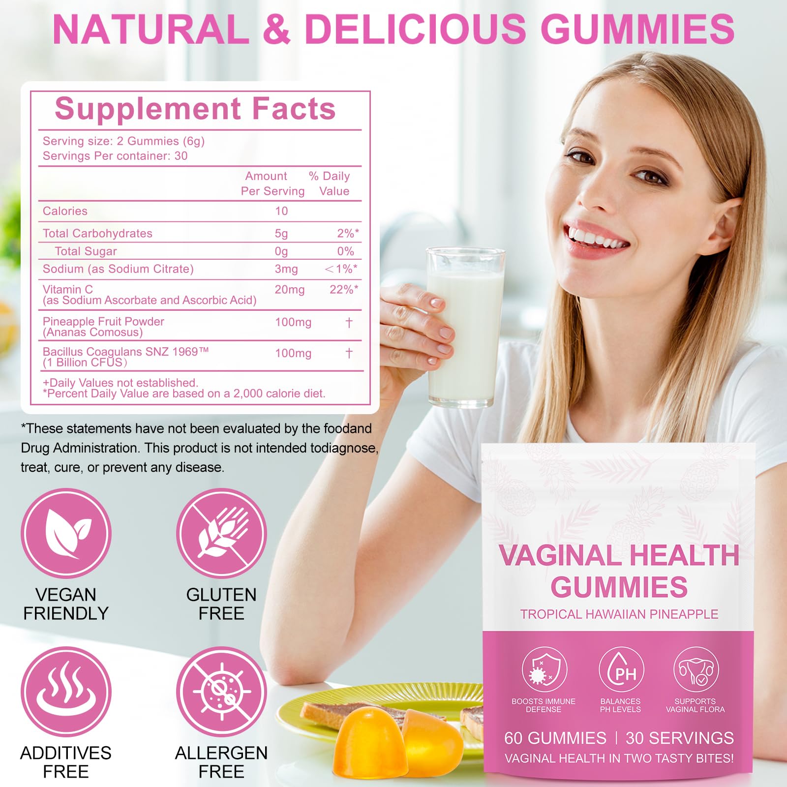 Vital Source Feminine Gummies - Feminine Balance Gummies for Women ph Natrual Famale Balance Cummie - Collagen Gummie - Pineapple PH Balance Gummie for Women Support Women’s Health - 60PCS - TrustMedUSA