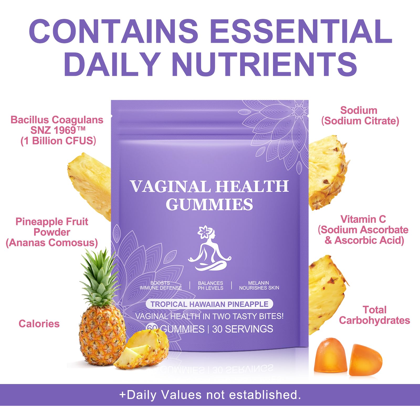 Vital Vaginal Probiotic Gummies for Women, 60PCS Feminine Balance Gummies, PH Balance,Immune Support, Vegan, Gluten-Free, Vaginal Probiotics Supplement, 60 Count - TrustMedUSA