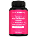 Vital Vitamins Women's Multivitamin Complex - Made with Multi-Collagen Blend, Hyaluronic Acid, & MSM - Beauty Multivitamins - with Vitamin A, C, E, B6, B12, D3-60 Capsules - TrustMedUSA
