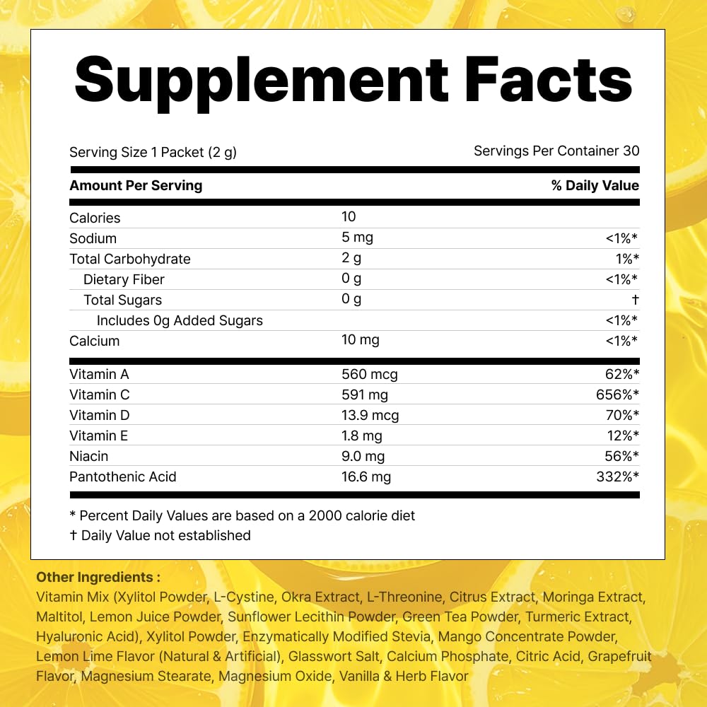 VITALBEAUTIE Super Retinol - Ingestible Liposomal Retinol & Vitamin C 1000mg Powder - Vegan K-Beauty Skin Supplement for Radiant Glass Skin & Tone, Dark Spot Care, 30 Packets - TrustMedUSA