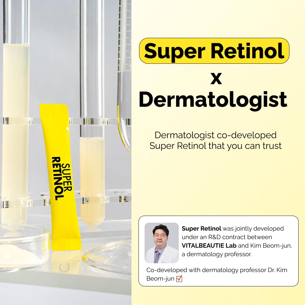 VITALBEAUTIE Super Retinol - Ingestible Liposomal Retinol & Vitamin C 1000mg Powder - Vegan K-Beauty Skin Supplement for Radiant Glass Skin & Tone, Dark Spot Care, 30 Packets - TrustMedUSA