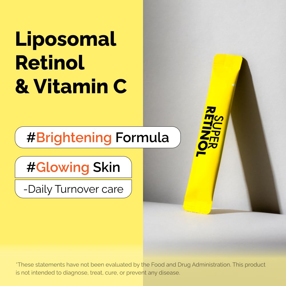 VITALBEAUTIE Super Retinol - Ingestible Liposomal Retinol & Vitamin C 1000mg Powder - Vegan K-Beauty Skin Supplement for Radiant Glass Skin & Tone, Dark Spot Care, 30 Packets - TrustMedUSA