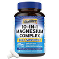 Vitalibre 10 in 1 Magnesium Complex, 420mg Elemental Magnesium | Ultra Strength, Max Absorption | Chelated Magnesium Supplement for Nerves, Bone & Heart Health | Non-GMO, 120 Vegan Capsules - TrustMedUSA
