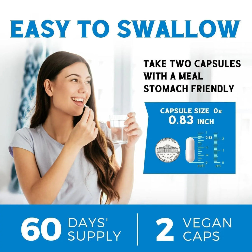 Vitalibre 6 in 1 Magnesium Complex for Women Men, 260mg Elemental Magnesium | Max Absorption | Chelated Magnesium Supplement for Bone, Relaxation & Nerves Support | Non-GMO, 120 Vegan Capsules - TrustMedUSA