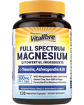Vitalibre Magnesium Complex Supplement 500mg + Ashwagandha, L-Theanine, Vitamin B6 & Celery, High Absorption Magnesium Glycinate, Citrate, Malate, Sleep & Bone Support, 120 Vegan Capsules - TrustMedUSA