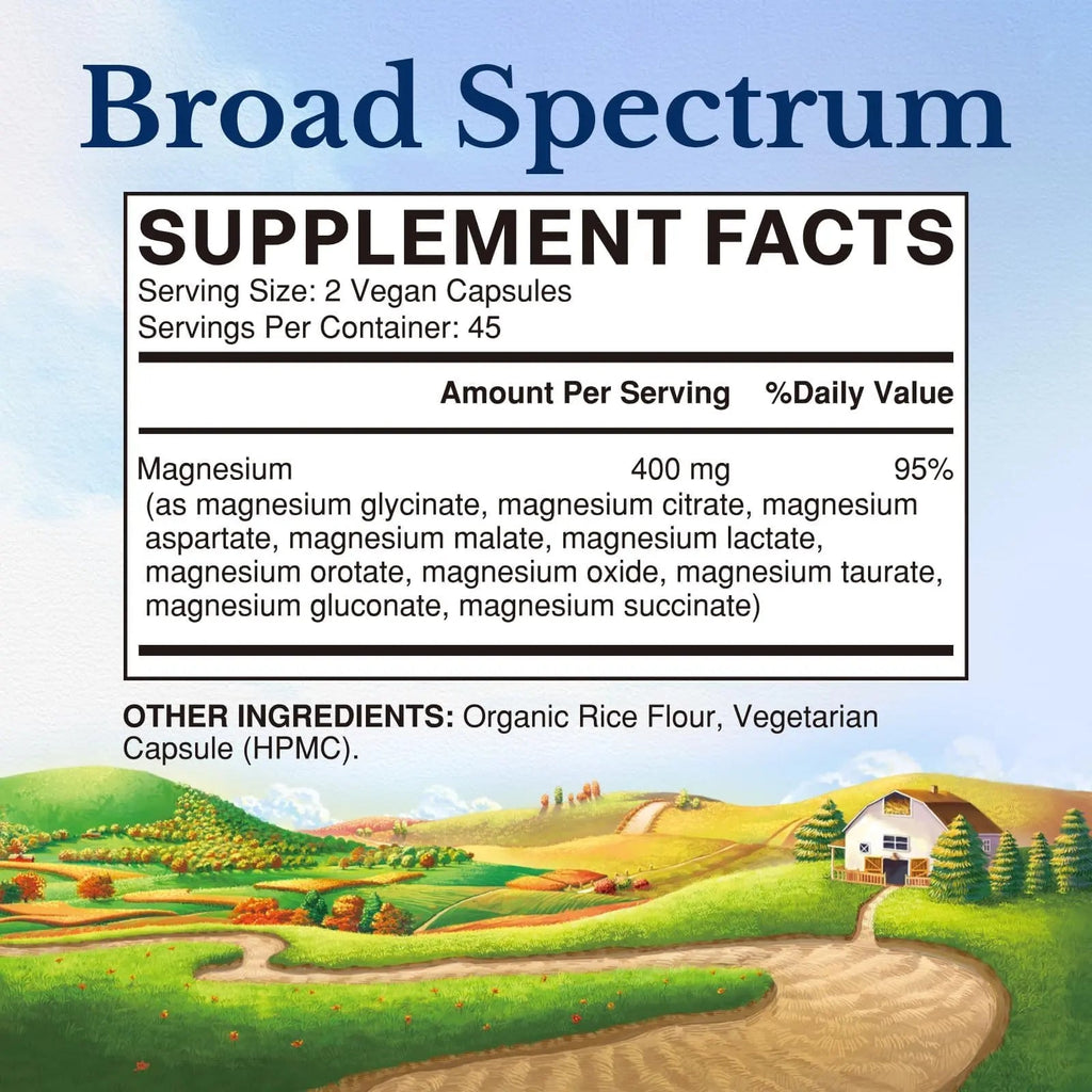 Vitalitown 10 in 1 Magnesium Complex Supplement - 400mg Elemental Magnesium Chelated with Glycinate, Citrate, Malate, Taurate & More - for Sleep Heart Energy - Non-GMO, Vegan, 90 Caps - TrustMedUSA
