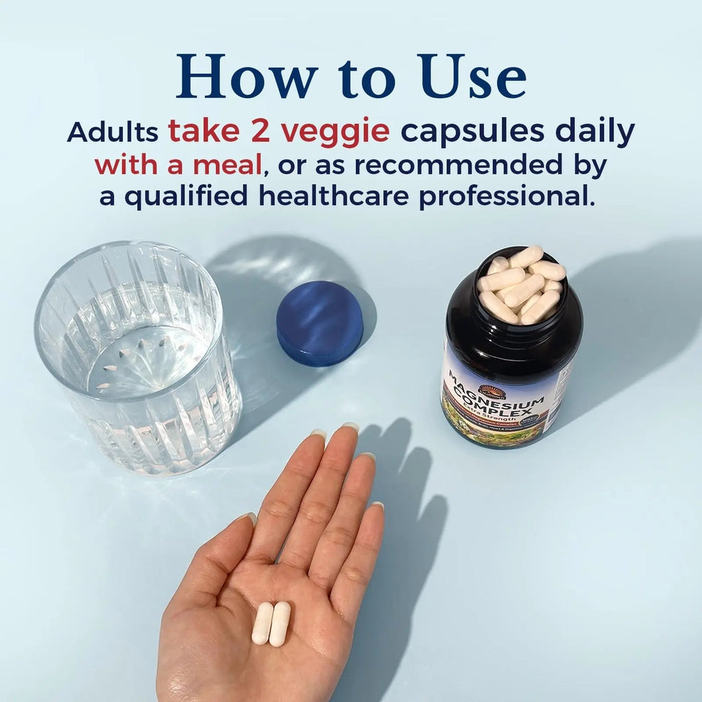 Vitalitown Magnesium Complex Supplement | 300mg Elemental Mag | Magnesium Citrate Glycinate Taurate Malate | Non-GMO, No Gluten, 90 Vegan Magnesio Capsules for Bone Brain Heart - TrustMedUSA