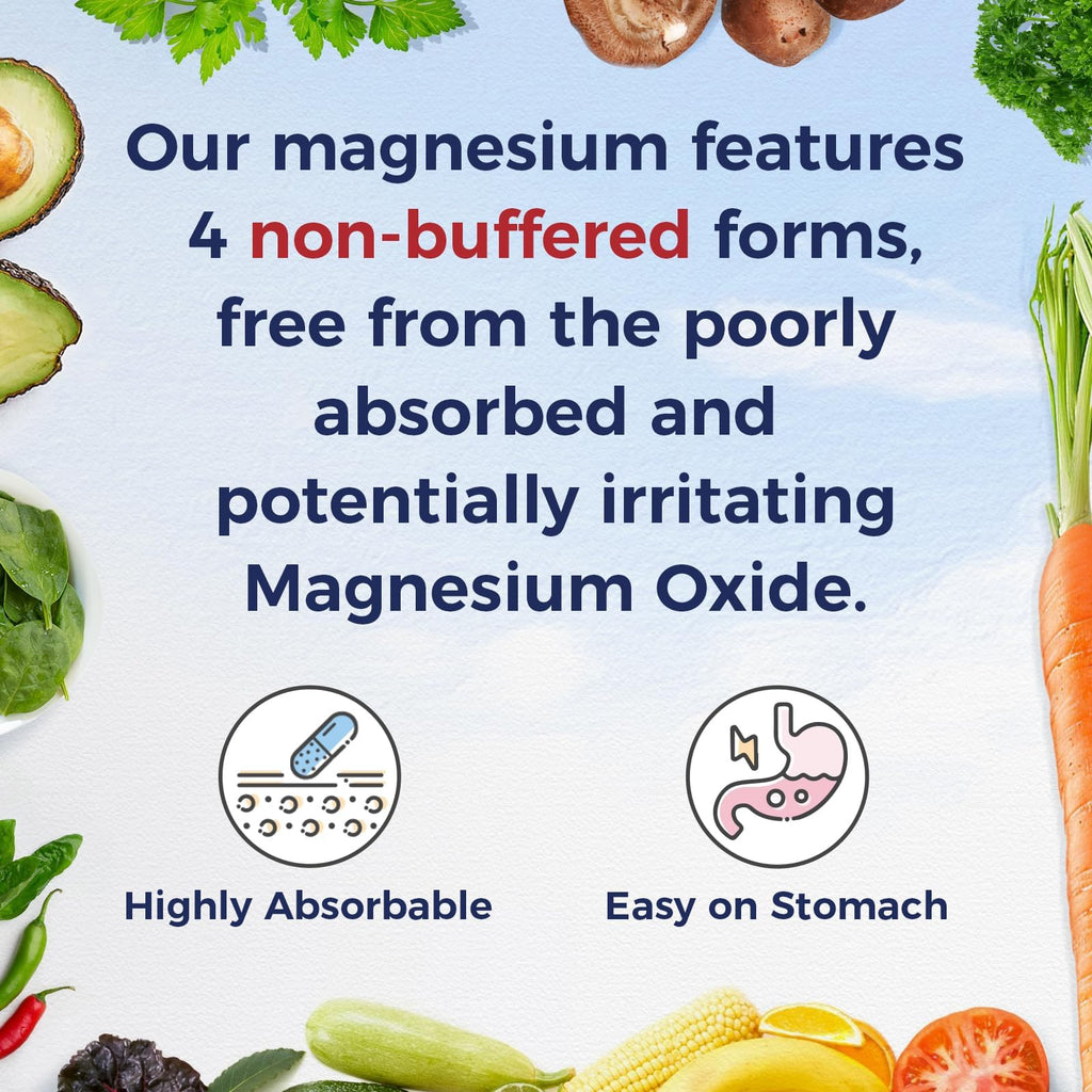 Vitalitown Magnesium Complex Supplement 500mg - NSF Certified Magnesium Glycinate, Malate, Taurate & Citrate - Chelated High Absorption & Gentle on Stomach - TrustMedUSA