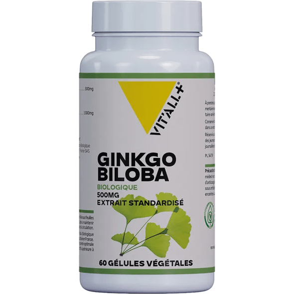 Vitall+ Ginkgo Biloba Bio 500mg Standardised Extract 60 vegetarian capsules - TrustMedUSA