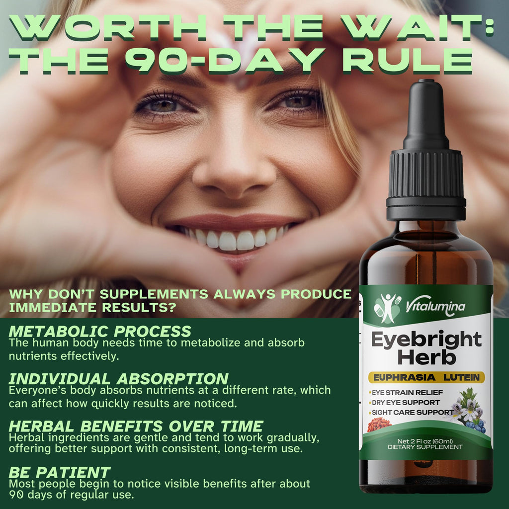 Vitalumina Eyebright Herbal Liquid with Organic Euphrasia, Lutein, Bilberry, Blueberry & Goji – Plant-Based Vegan Supplement for Adults – 4 fl oz - TrustMedUSA