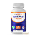 Vitamatic Boric Acid Vaginal Capsule Shell Suppositories 600 mg USP Grade Boric Acid in Vegetarian Capsule Shell - 60 Count - TrustMedUSA