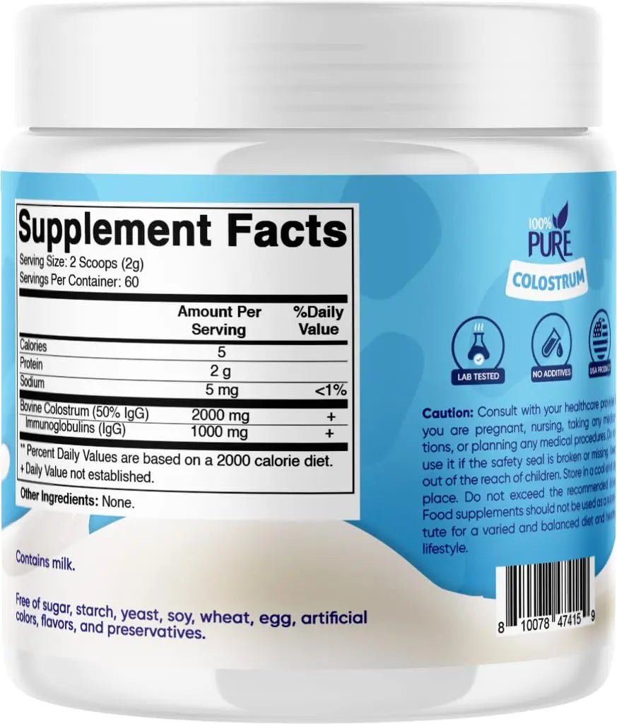 Vitamatic Bovine Colostrum Powder - 50% Highest IgG - Supplement for Gut Health - TrustMedUSA