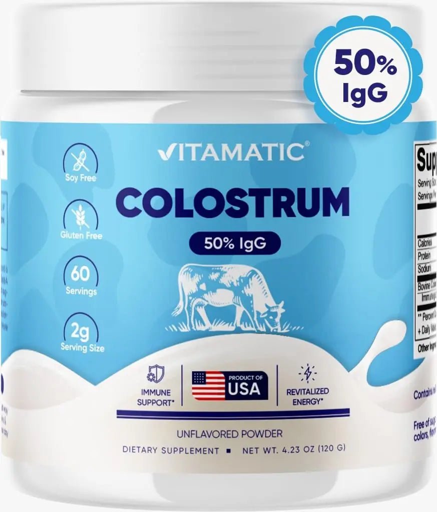 Vitamatic Bovine Colostrum Powder - 50% Highest IgG - Supplement for Gut Health - TrustMedUSA