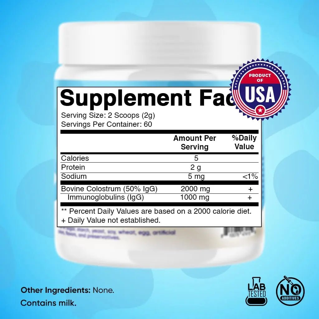Vitamatic Bovine Colostrum Powder - 50% Highest IgG - Supplement for Gut Health - TrustMedUSA