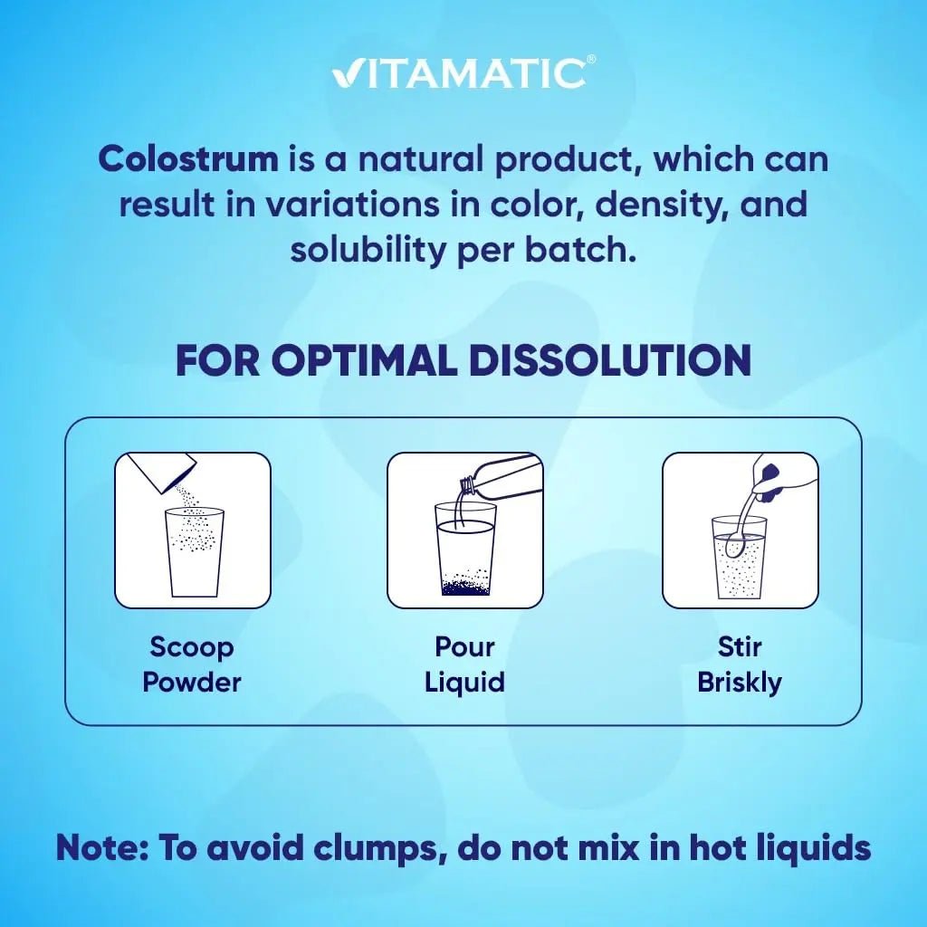 Vitamatic Bovine Colostrum Powder - 50% Highest IgG - Supplement for Gut Health - TrustMedUSA