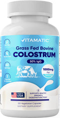 Vitamatic Bovine Colostrum Supplement 1000 mg per Serving - 50% Highest IgG - Supplement for Gut Health, Hair Growth, Beauty, Muscle Recovery, & Immune Support - 120 Capsules - TrustMedUSA