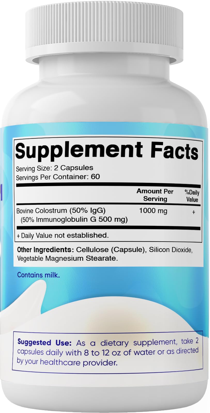 Vitamatic Bovine Colostrum Supplement 1000 mg per Serving - 50% Highest IgG - Supplement for Gut Health, Hair Growth, Beauty, Muscle Recovery, & Immune Support - 120 Capsules - TrustMedUSA