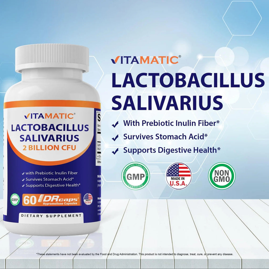 Vitamatic Lactobacillus Salivarius 2 Billion per DR Capsule - 60 Count - Digestive Support - TrustMedUSA