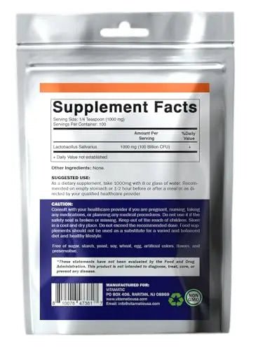Vitamatic Lactobacillus Salivarius Probiotic Powder - Digestive Support - 100 Gram - TrustMedUSA