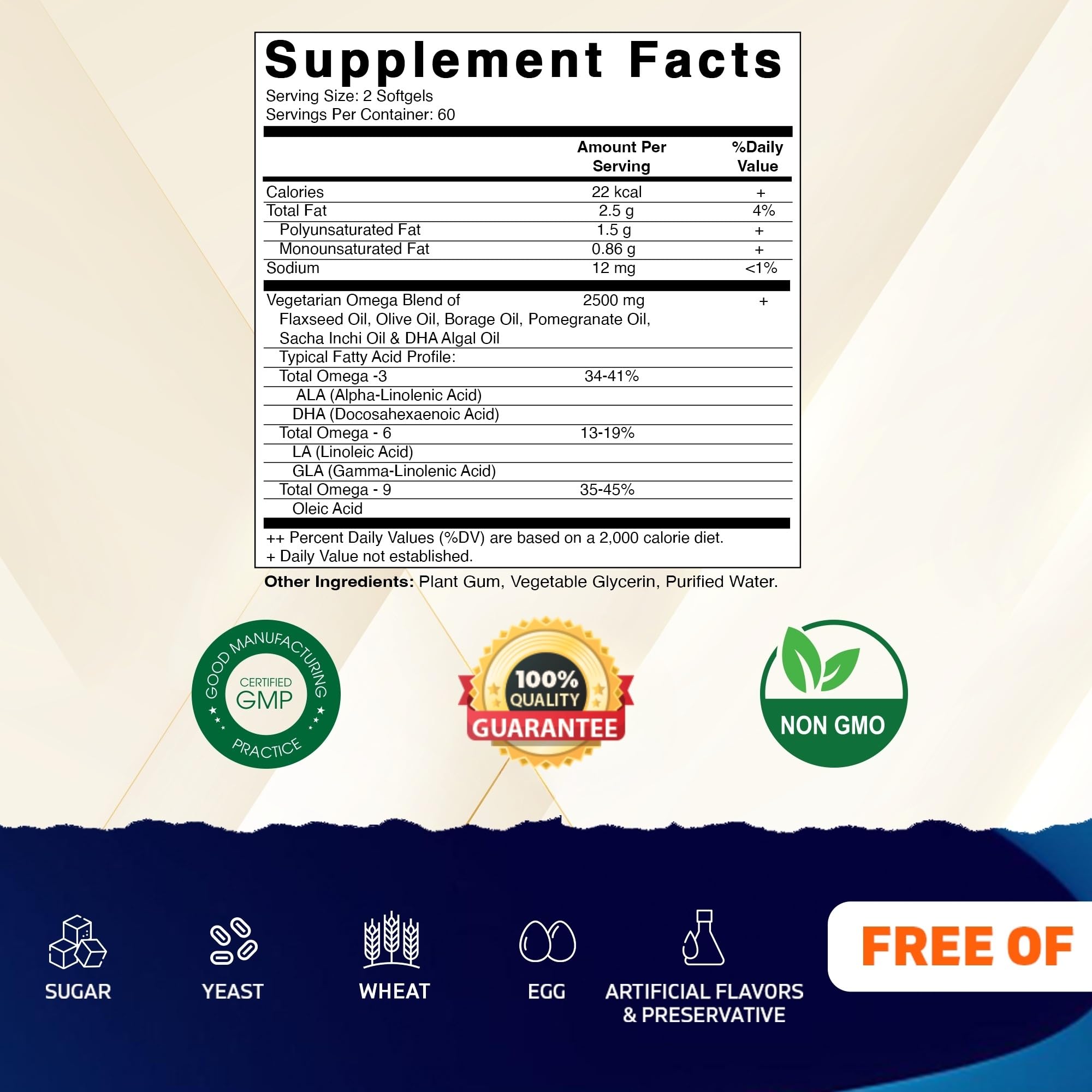 Vitamatic Vegan Omega 3-6-9 Complex 1250mg | Flaxseed, Olive, Borage & Algae Oils | Plant-Based Omegas | 120 Softgels - TrustMedUSA