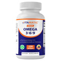 Vitamatic Vegan Omega 3-6-9 Complex 1250mg | Flaxseed, Olive, Borage & Algae Oils | Plant-Based Omegas | 120 Softgels - TrustMedUSA