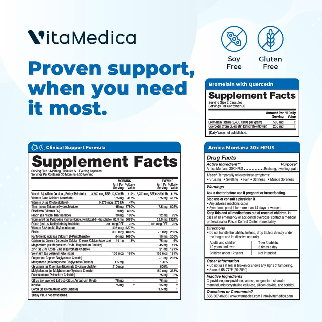 VitaMedica | Arnica Montana 30X + Bromelain with Quercetin + Clinical Support Formula Bundle - TrustMedUSA