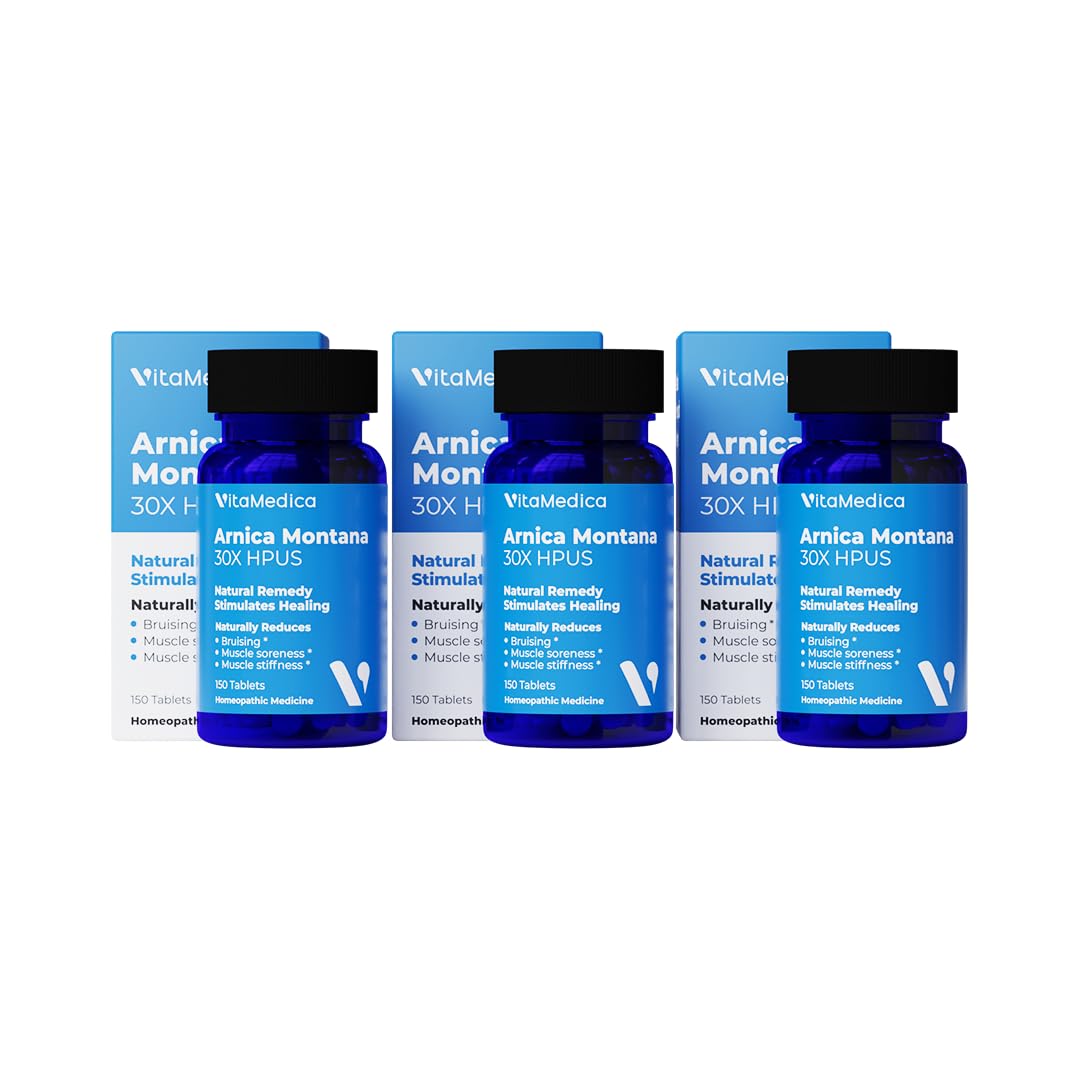 VitaMedica Arnica Montana 30X Homeopathic Tablets for Bruising Pain and Swelling | Plant Based Formula | Recommended by Plastic Surgeons | Natural Recovery Surgery Or Injury | 3 Pack | 150 Servings - TrustMedUSA