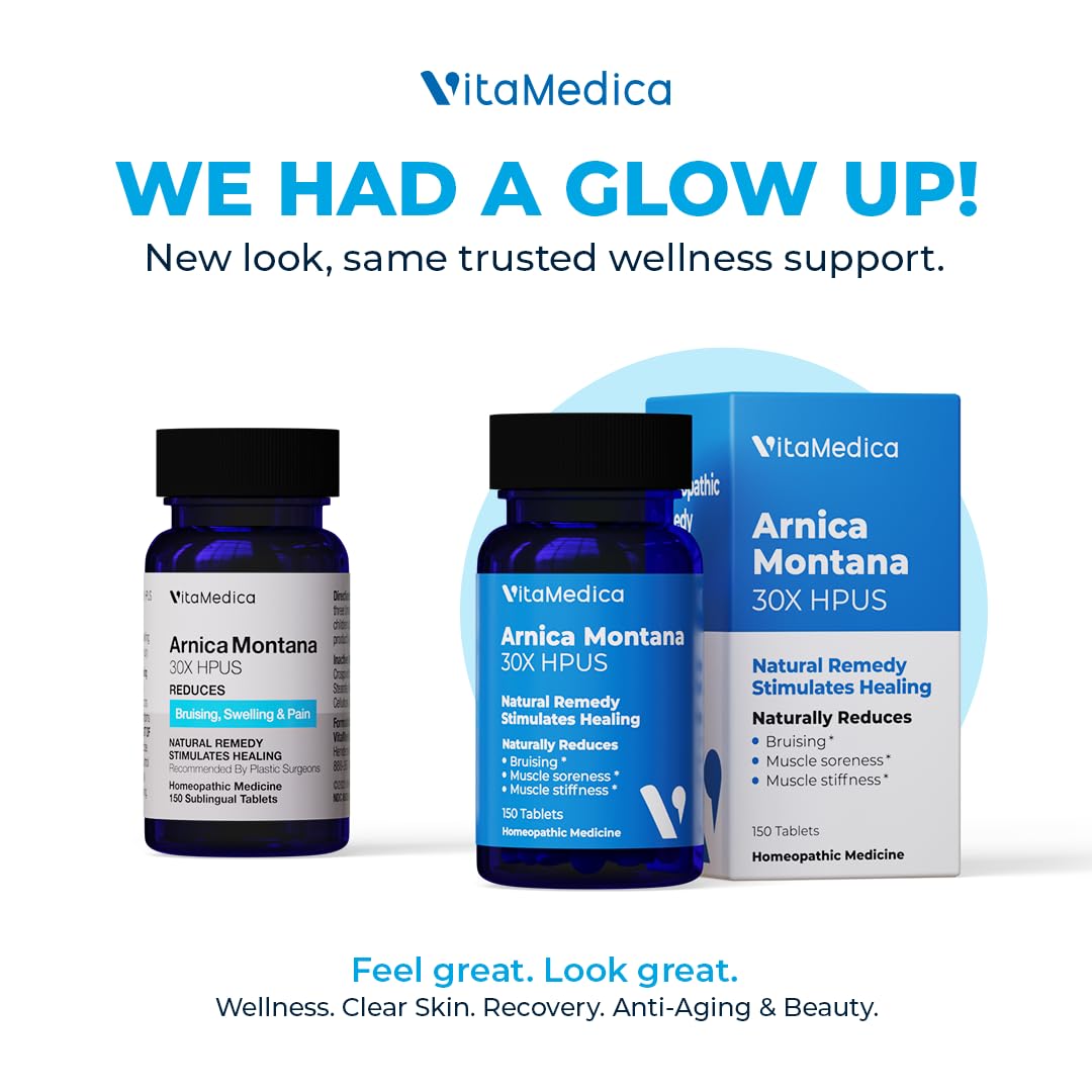 VitaMedica Arnica Montana 30X Homeopathic Tablets for Bruising Pain and Swelling | Plant Based Formula | Recommended by Plastic Surgeons | Natural Recovery Surgery Or Injury | 3 Pack | 150 Servings - TrustMedUSA