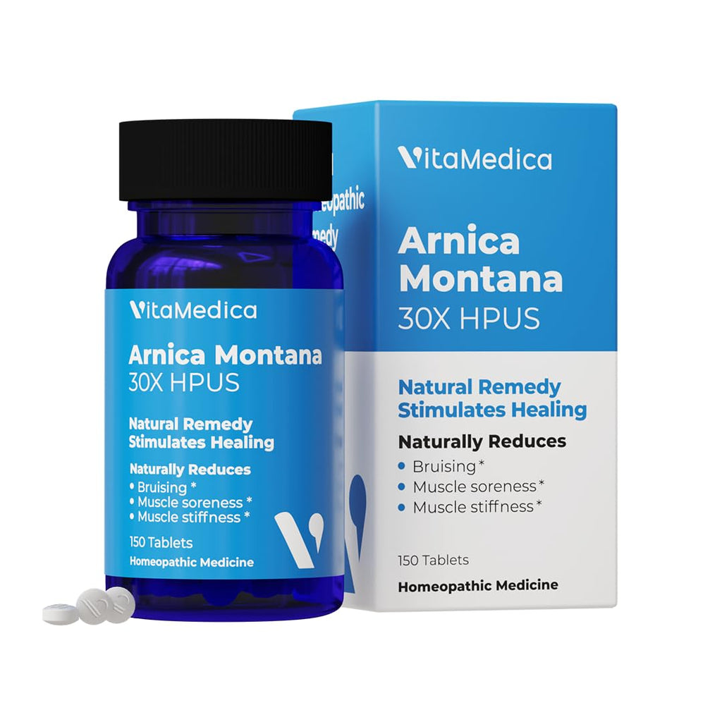 VitaMedica Arnica Montana 30X Rapid Dissolve Arnica Tablets for Natural Pain, Bruising, and Swelling Support - Homeopathic Medicine for Injury and Surgery Recovery - 150 Ct - 50 Servings - TrustMedUSA