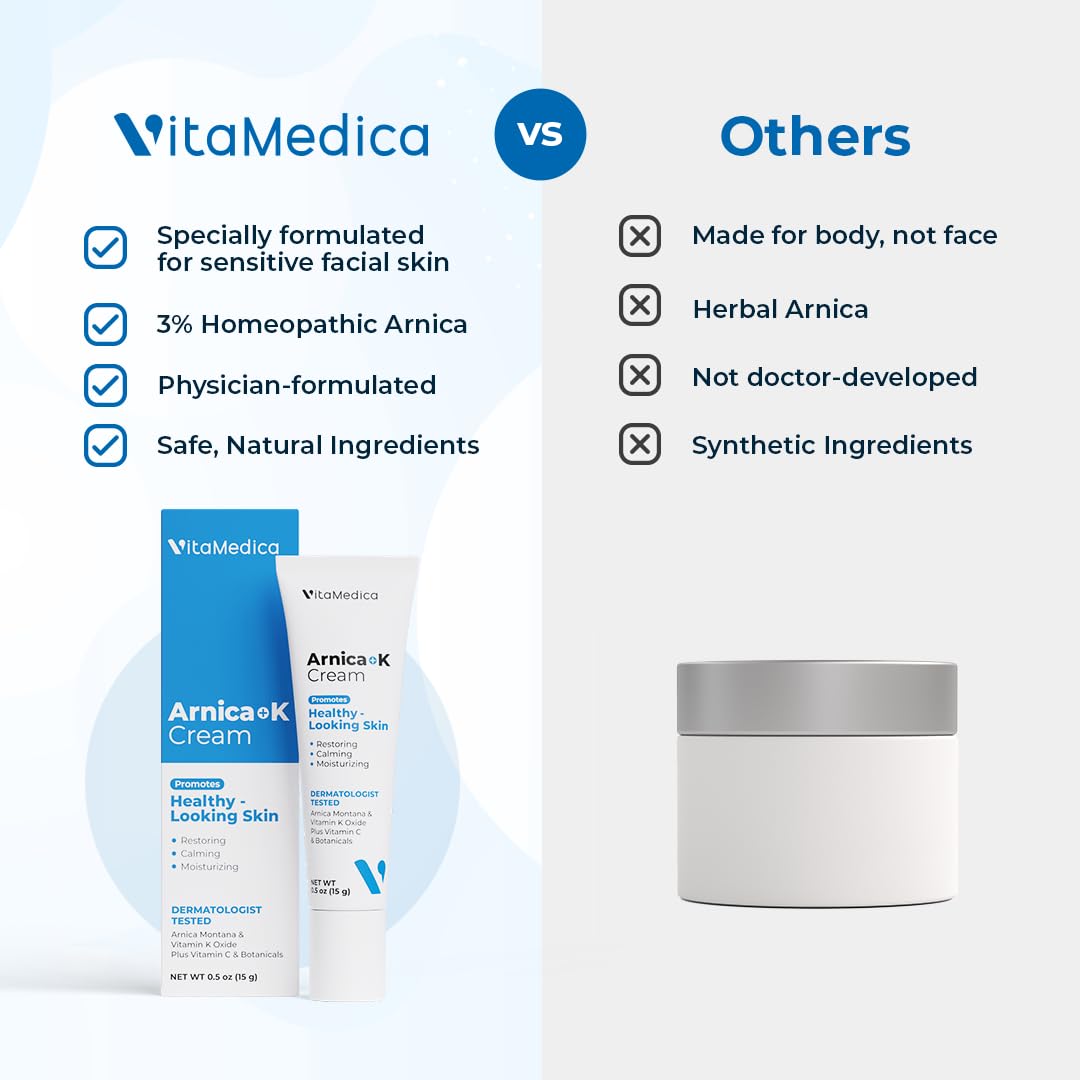 VitaMedica Arnica + Vitamin K Bruise Recovery Cream for Face & Under-Eye, Sensitive-Skin Formula, Post-Procedure Support, 0.5 oz - TrustMedUSA