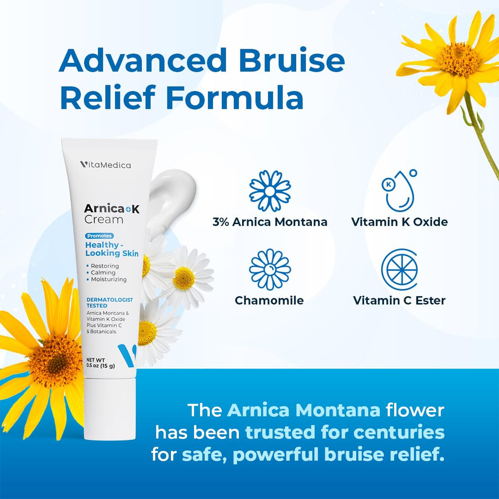 VitaMedica Arnica + Vitamin K Bruise Recovery Cream for Face & Under-Eye, Sensitive-Skin Formula, Post-Procedure Support, 0.5 oz - TrustMedUSA