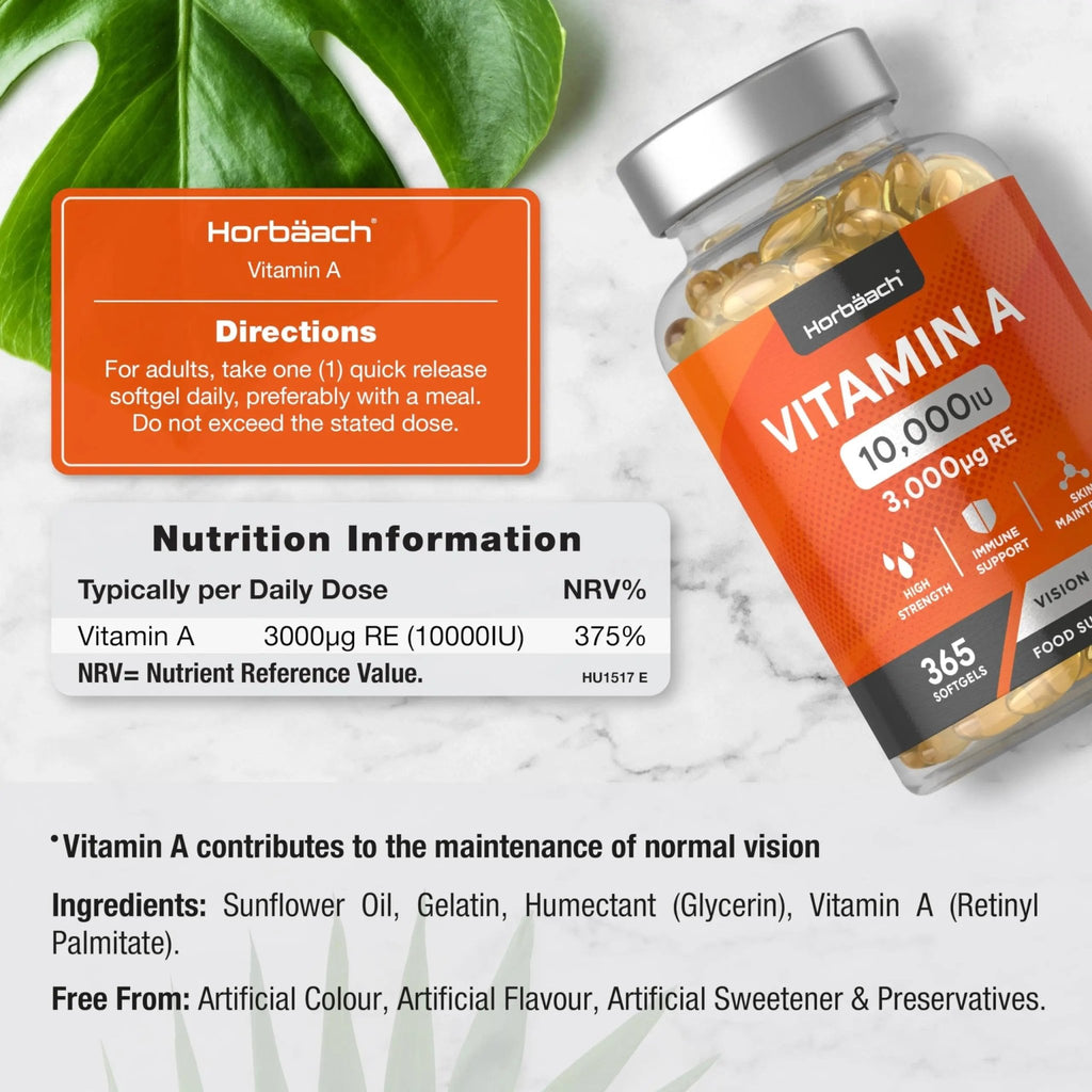 Vitamin A Capsules 10,000iu | 365 Count (1 Year Supply) | High Strength Vitamin A Supplem - TrustMedUSA