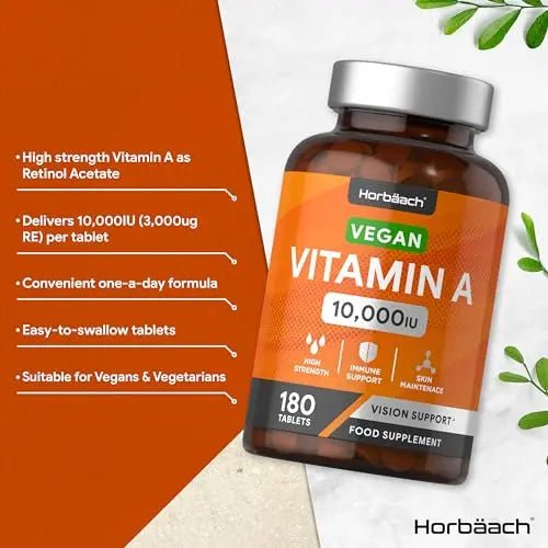 Vitamin A Tablets 10000iu | 180 Count | High Strength Vitamin A as Retinol Acetate - TrustMedUSA