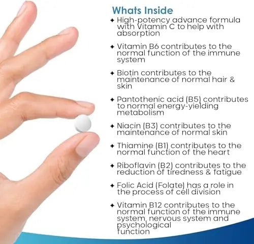 Vitamin B Complex - 365 Small Tablets (One Year Supply) High Strength All 8 B Vitamins - TrustMedUSA
