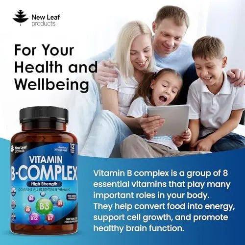 Vitamin B Complex - 365 Small Tablets (One Year Supply) High Strength All 8 B Vitamins - TrustMedUSA
