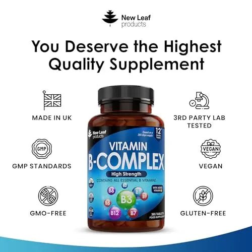 Vitamin B Complex - 365 Small Tablets (One Year Supply) High Strength All 8 B Vitamins - TrustMedUSA