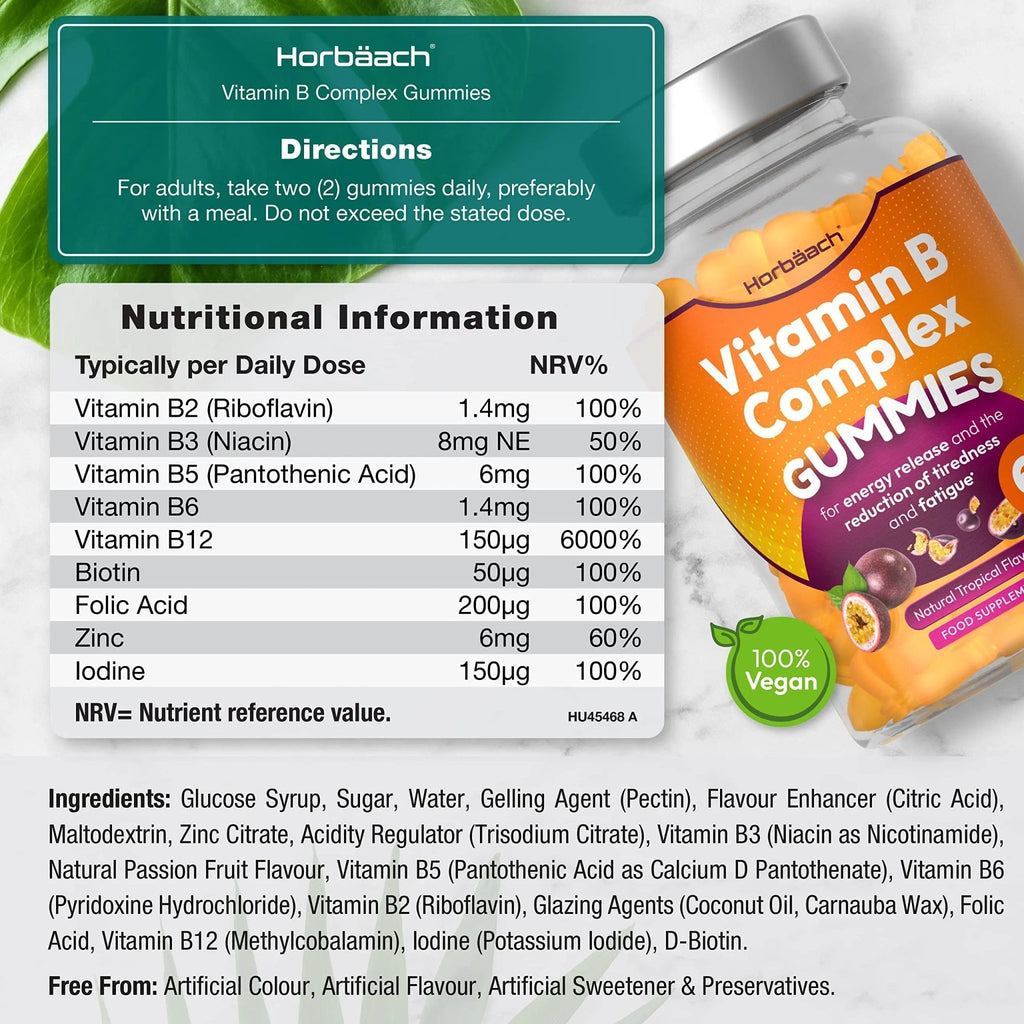 Vitamin B Complex Gummies | 60 Vegan Gummies - Tablet Alternative | High Strength B12 - TrustMedUSA