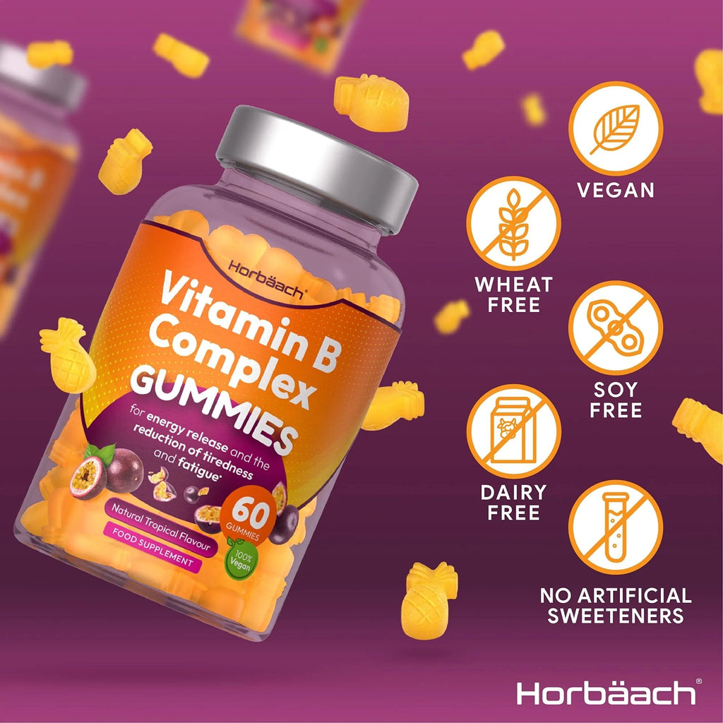 Vitamin B Complex Gummies | 60 Vegan Gummies - Tablet Alternative | High Strength B12 - TrustMedUSA