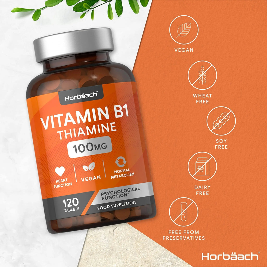 Vitamin B1 Thiamine High Strength 100mg | 120 Vegan Tablets | No Artificial - TrustMedUSA