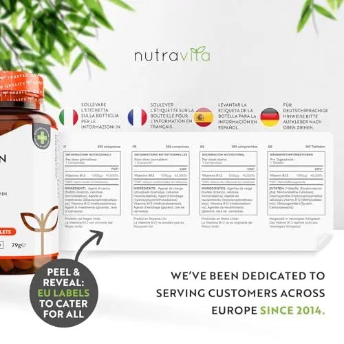 Vitamin B12 1000mcg - 365 High Strength Vegan Tablets (1 Year Supply) - Max Strength - TrustMedUSA