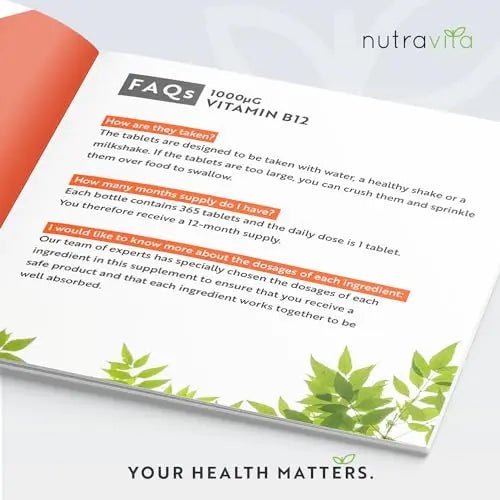 Vitamin B12 1000mcg - 365 High Strength Vegan Tablets (1 Year Supply) - Max Strength - TrustMedUSA