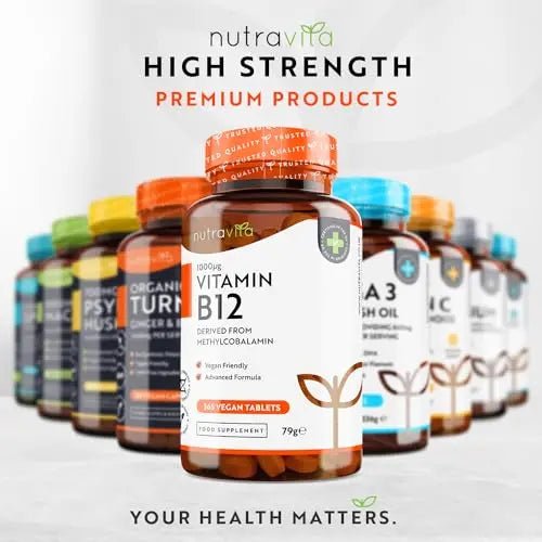 Vitamin B12 1000mcg - 365 High Strength Vegan Tablets (1 Year Supply) - Max Strength - TrustMedUSA