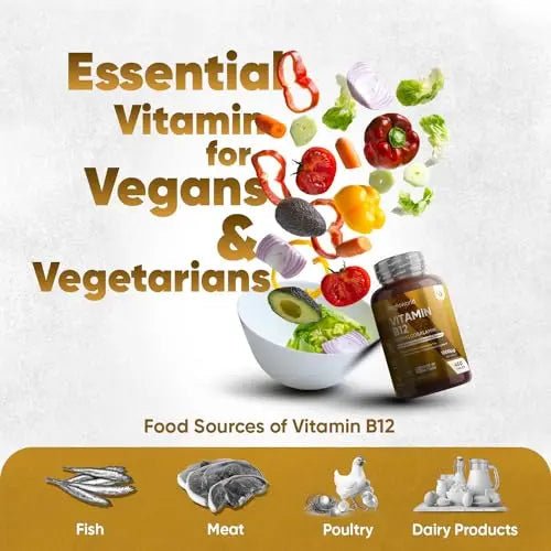 Vitamin B12 Tablets High Strength – 1000mcg Vegan B12 Supplement – 450 Pure Methylcob - TrustMedUSA