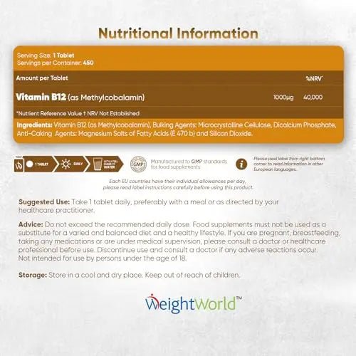 Vitamin B12 Tablets High Strength – 1000mcg Vegan B12 Supplement – 450 Pure Methylcob - TrustMedUSA