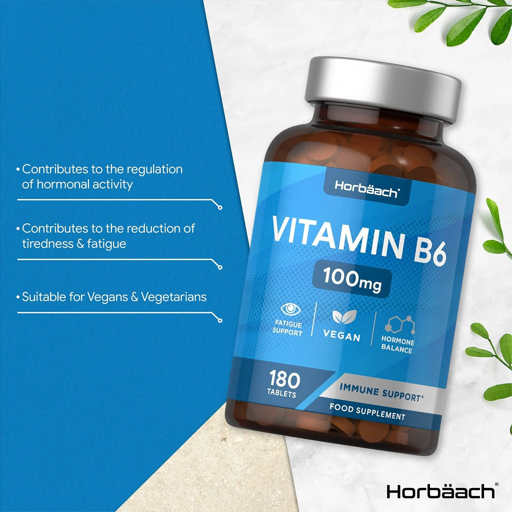 Vitamin B6 100mg | 180 High Strength Tablets | Regulation of Hormonal Activity & Fatigue - TrustMedUSA