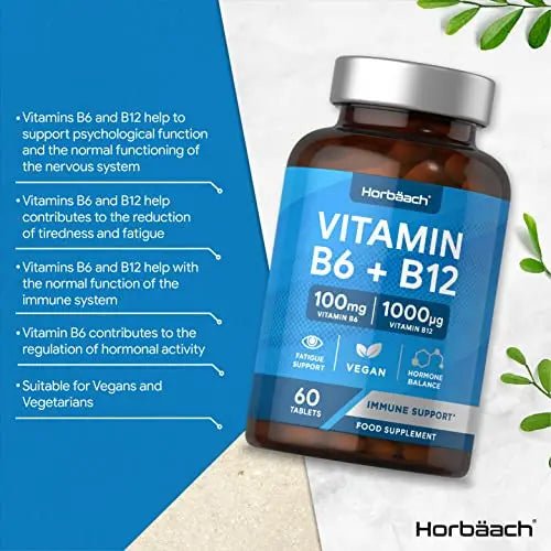 Vitamin B6 and B12 Tablets High Strength | 60 Count | with 100mg of Vitamin B6 - TrustMedUSA