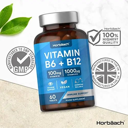 Vitamin B6 and B12 Tablets High Strength | 60 Count | with 100mg of Vitamin B6 - TrustMedUSA